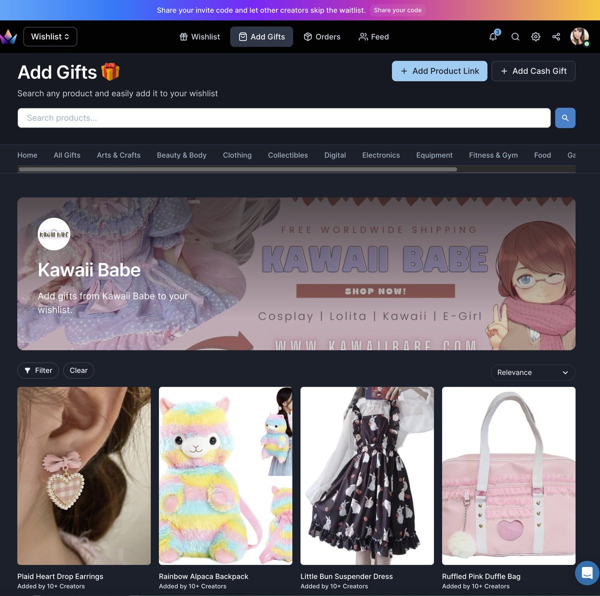 KawaiiBabeShop's tweet image. Do you use Throne for your wishlists?
We're stoked to announce that we're an official partner!
This means your followers/fans can buy you gifts anonymously & effortlessly with 0% fees from us on the Throne Gift Shop!
Start making your wishlist here: throne.com/products/brand…