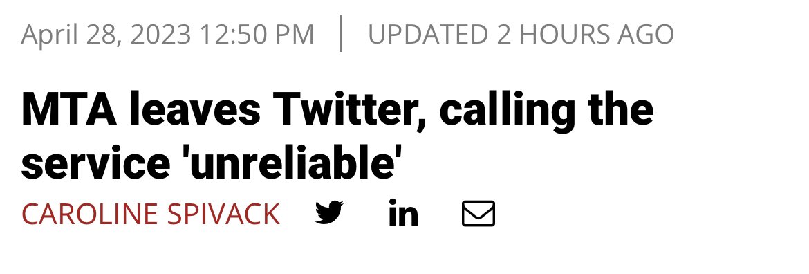 When you’re too unreliable for the MTA … 
Great work Elon.