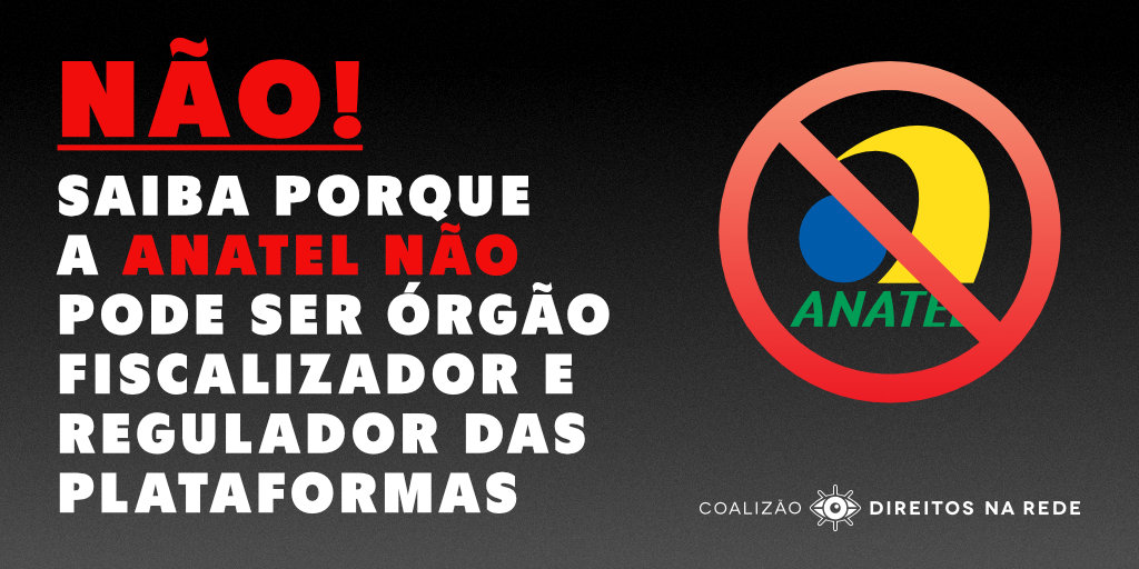 cdr_br's tweet photo. 🆕🚨 ANATEL NÃO!
Saiba porque a Anatel NÃO pode ser órgão fiscalizador e regulador das plataformas digitais! #RegulaçãoDePlaformas #PL2630ja #Acesso #Anatel #DireitosNaRede #DireitosDigitais⬇️🧶 https://t.co/A0hfXmY2qT