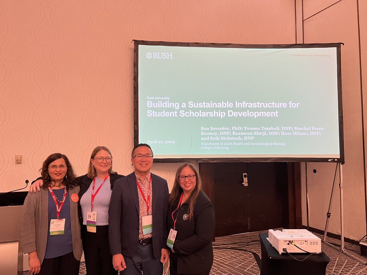 yvonnetumbali's tweet photo. We finally did it speaking at #NONPF23 on student scholarship @BenInventor @RaechelFR and Rozmeen S.  #Rush Proud  @RushUNursing @RushNursingDean @RushUniversity and poster presentation https://t.co/1WXn1nHEpO