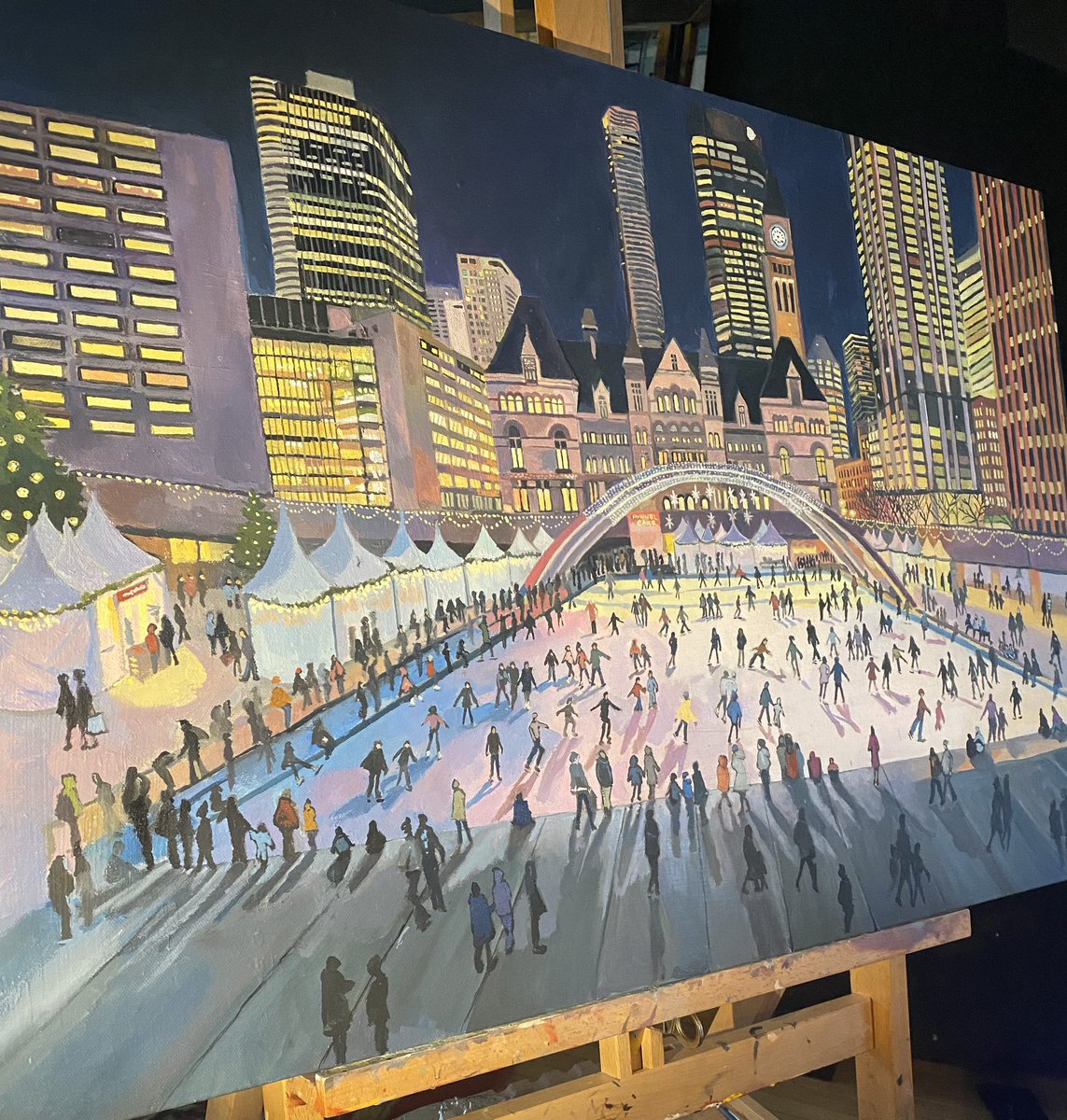 Currently working on December for my Toronto Calendar. #nathanphillips #torontopainting #torontoart #Toronto