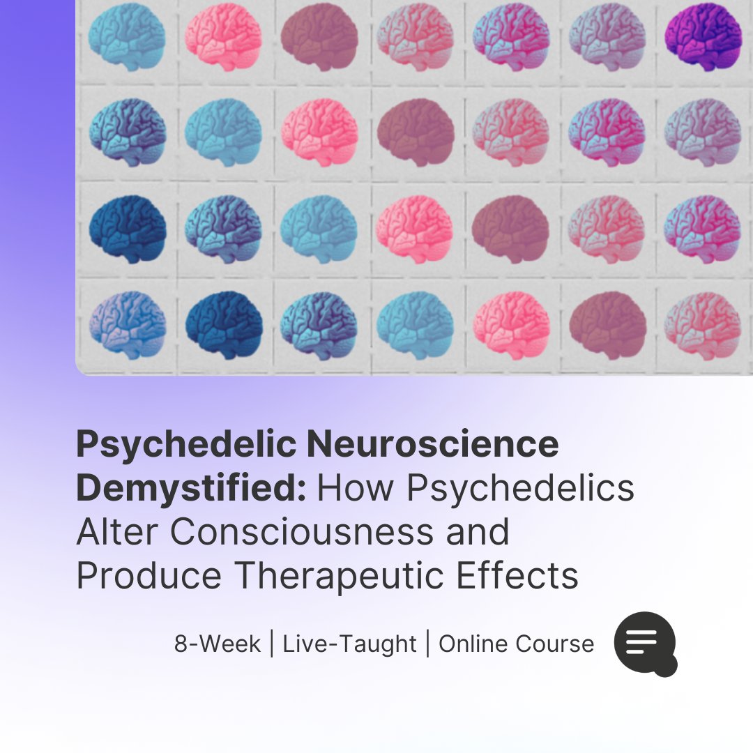 Very excited to share that I'll be co-teaching a comprehensive 8-week course on psychedelic neuroscience, aimed at clinicians, therapists, and laypeople!

In collaboration with <a href="/PsydelicsToday/">Psychedelics Today</a> 

Launches on May 17th. See link and below for details!

(1/n)

psychedelicstoday.teachable.com/p/psychedelicn…