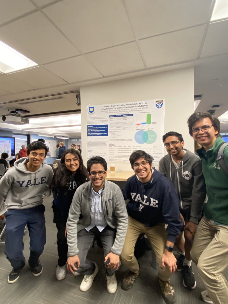 Congrats to @Yale CS students for presenting your work! Developing novel algorithms to evaluate somatic #genomic 🧬variants and somatic mitochondrial  variants @KnowingAlok @YaleCompsci @YaleCardiology @YaleCVRC