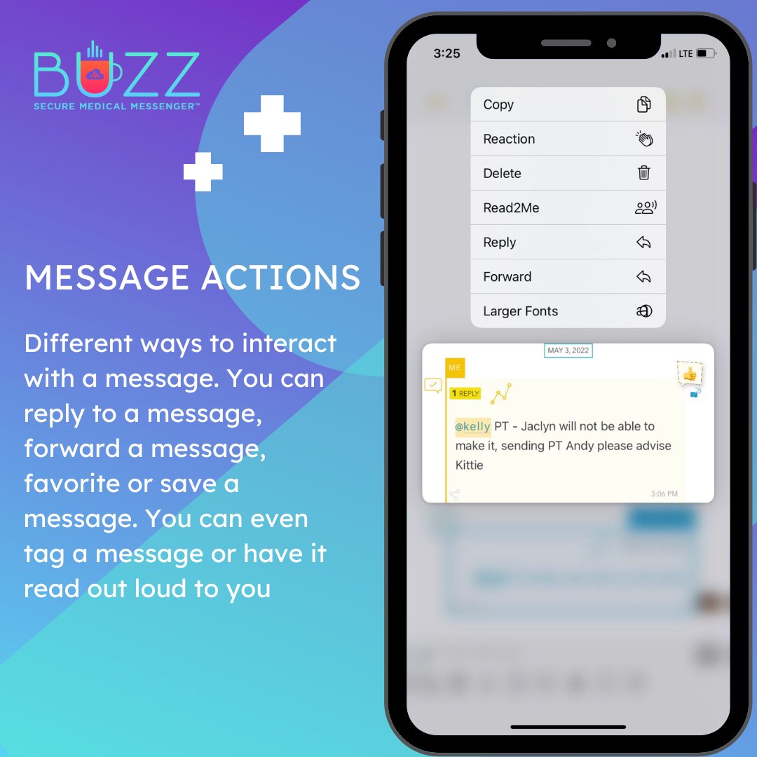 SkyscapeInc's tweet photo. With Message Actions on Buzz, you can reply, forward, save, tag, and even have messages read out loud to you. Stay on top of your conversations like never before! Visit https://t.co/HiMh90yy2i to learn more about Buzz. #HIPAA #messagethread #securemessaging #physicians https://t.co/9zIPLQkJUt