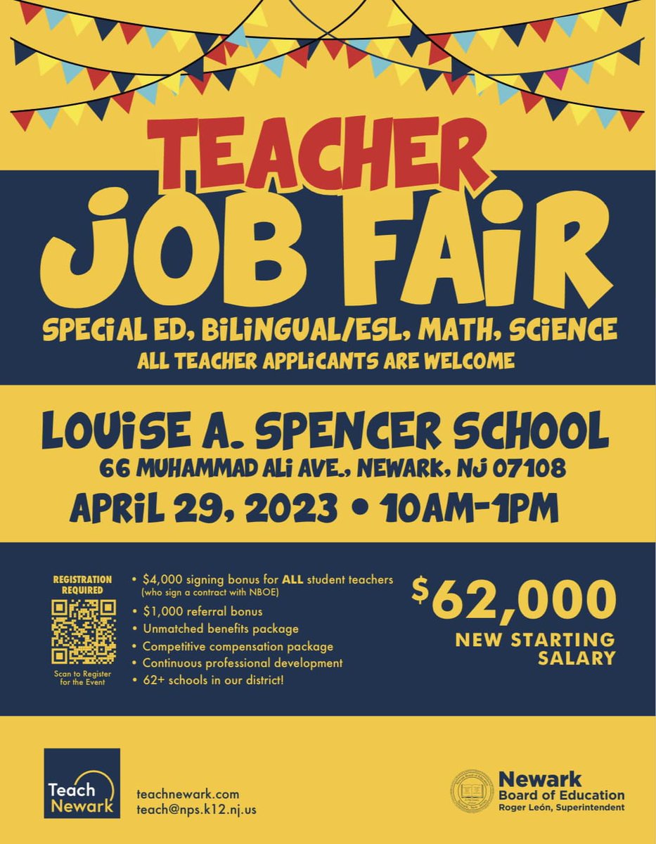 Register today for our Teacher Job Fair. We are looking to hire in critical areas such as ESL, Bilingual Ed., Math, Sciences, and Special Ed. To Register: docs.google.com/forms/d/e/1FAI…