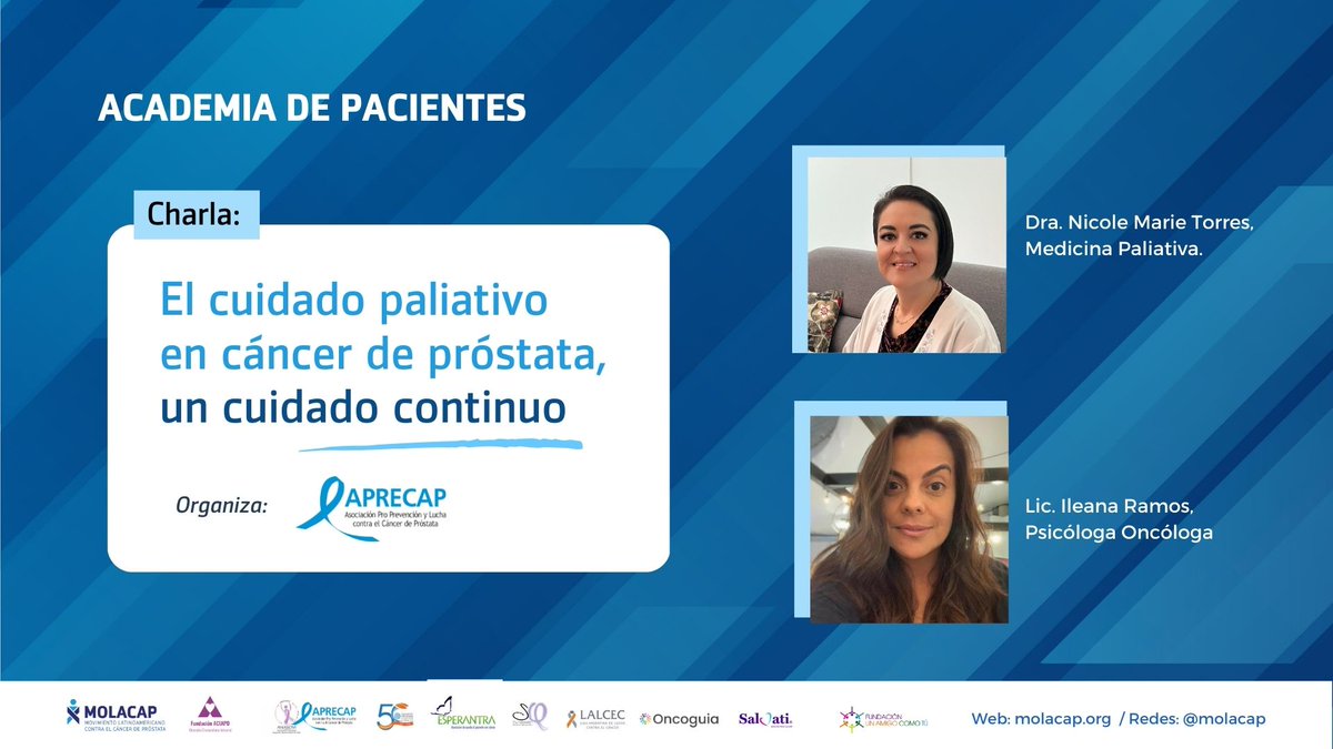 MOLACAP's tweet image. "EL CUIDADO PALIATIVO EN CÁNCER DE PRÓSTATA, UN CUIDADO CONTINUO" Accede a la grabación en: facebook.com/MOLACAP  #CáncerdePróstata #SaludMasculina #CuidadosPaliativos