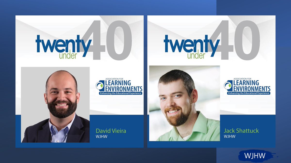 .@WJHW is so proud of our two superstars selected to the @A4LE2 20under40. Our team is committed to making meaningful contributions to Learning Environments! Congrats to you two!!

Dave Vieira - ASTC 🤩
Jack Shattuck - RCDD 🤩

#WeAreWJHW #A4LENTX