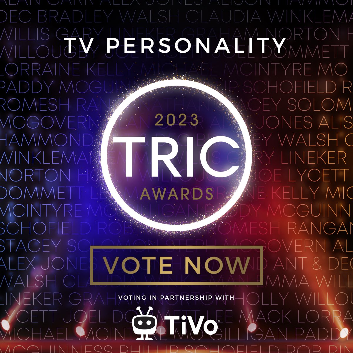 TRIC Awards (@tricawards) on Twitter photo š£ TV fans! Cast your votes for the 2023 #TRICawards in partnership with <a href="/TiVo/">TiVo</a>! Itās time to choose from a long list of infectious TV Personalities including <a href="/joelycett/">Joe Lycett</a>, <a href="/reallorraine/">Lorraine</a>, <a href="/RobbieRinder/">Rob Rinder</a> and many more! Don't wait, Vote Now!! - tric.org.uk/public-poll/ š£ TV fans! Cast your votes for the 2023 #TRICawards in partnership with <a href="/TiVo/">TiVo</a>! Itās time to choose from a long list of infectious TV Personalities including <a href="/joelycett/">Joe Lycett</a>, <a href="/reallorraine/">Lorraine</a>, <a href="/RobbieRinder/">Rob Rinder</a> and many more! Don't wait, Vote Now!! - tric.org.uk/public-poll/