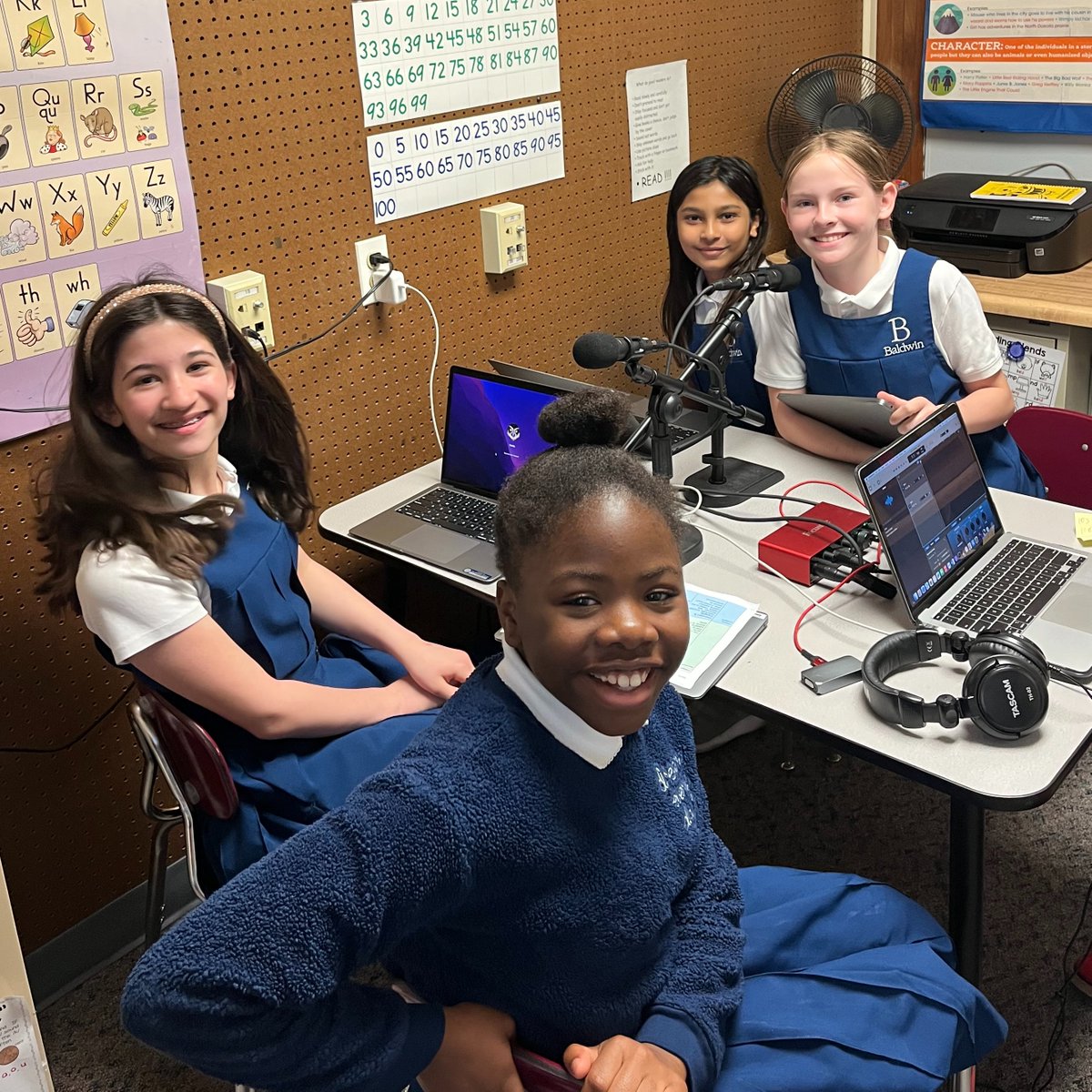 MarisaPorges's tweet photo. Future broadcasters are taking shape at Baldwin! Grade 5 girls wrote their own scripts, recorded + edited podcasts on what they have learned about Ancient India. They presented those podcasts to our grade 3 girls. Fantastic work! #whatgirlsneed #podcasts #mediaprofessionals https://t.co/xLmVjzKAcH