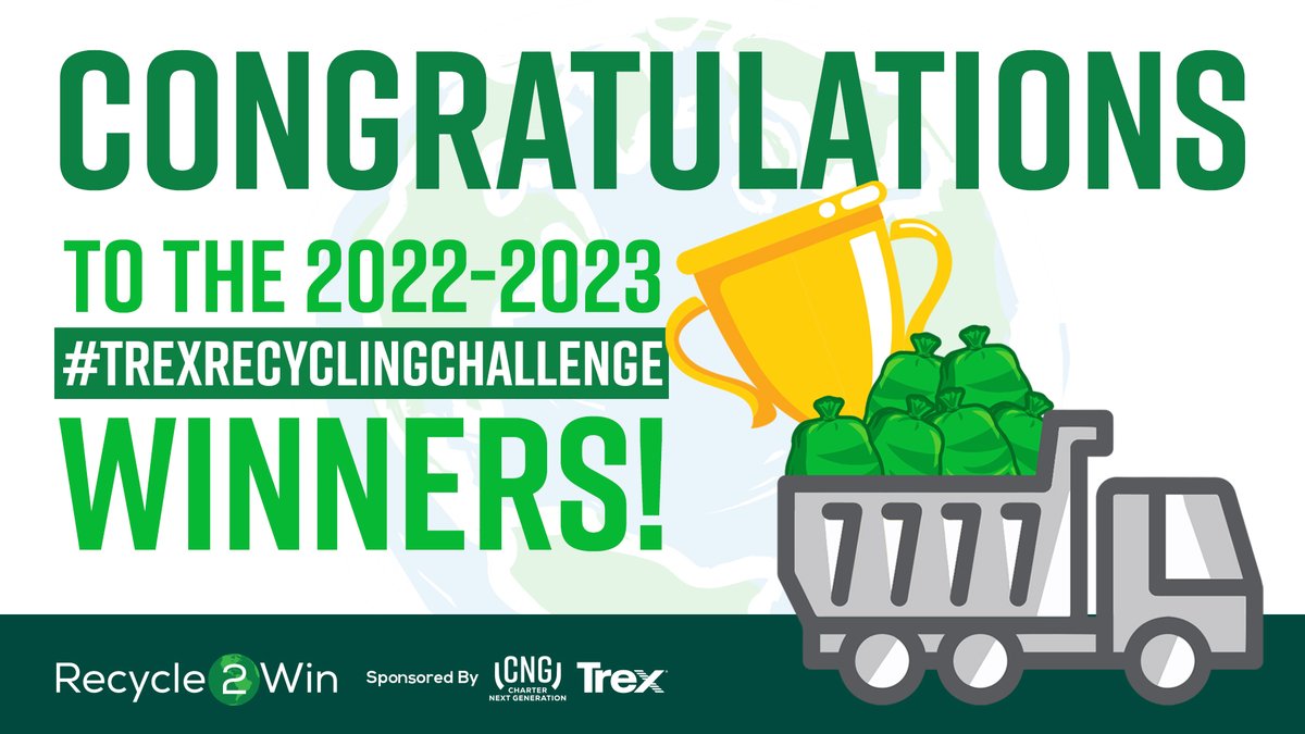 CharterNextGen's tweet photo. Today, we had the honor of joining Stephanie Hicks and Emily Whitacre from @Trex_Company for a Live Award Ceremony where they and CNG's Apurva Shah recognized the 2022-23 winners and celebrated everyone's incredible effort to collect PE film over the last 6 months! #recycle2win https://t.co/dfUTfoqTMb