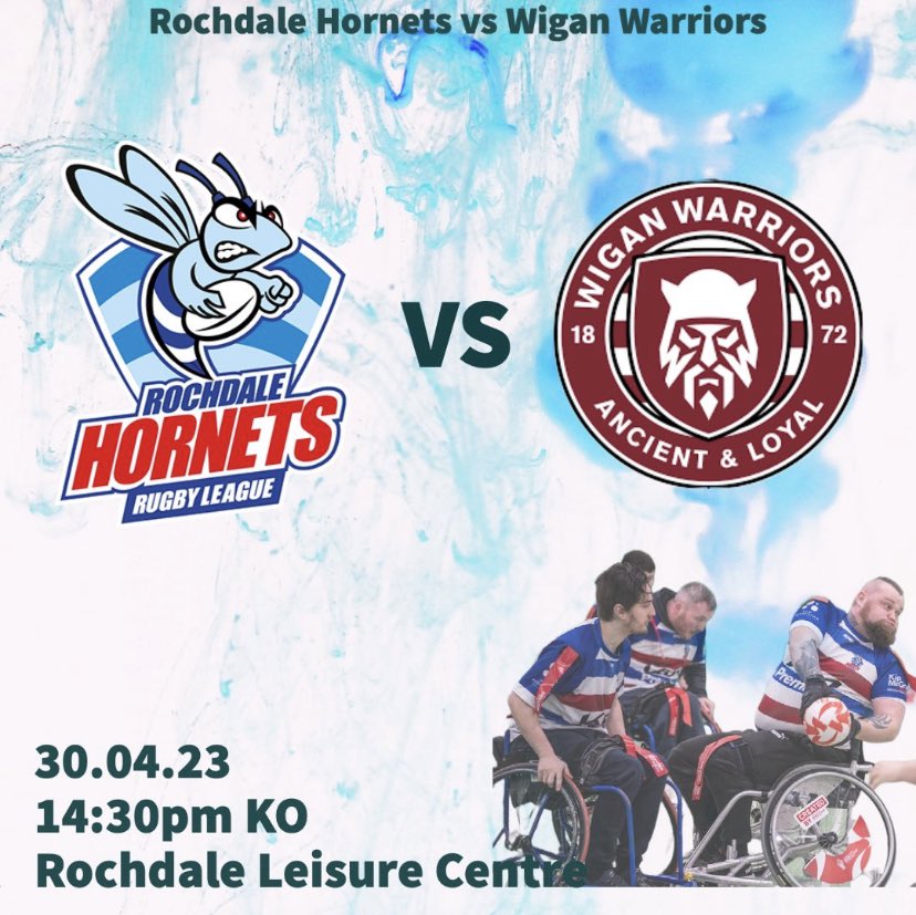 HornetsSpF's tweet image. ⏰ 2 Days to Go!

Get down to Rochdale Leisure Centre to watch us take on Wigan Warriors!

14:30 KO 🔵🔴⚪️

👀 Keep posted for that all important team news tomorrow 

#WheelchairRugby #Hornets #Jointheswarm