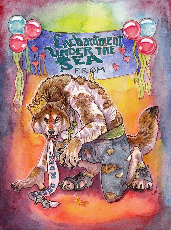 Werewolf Prom 2: Electric Boogaloo Remember that night when Dan drank some spiked punch, saw the Prom Queen dancing with no shoes on and got a little too excited? (Art by Thornwolf) #WerewolfProm #WerewolfArt #Werewolf