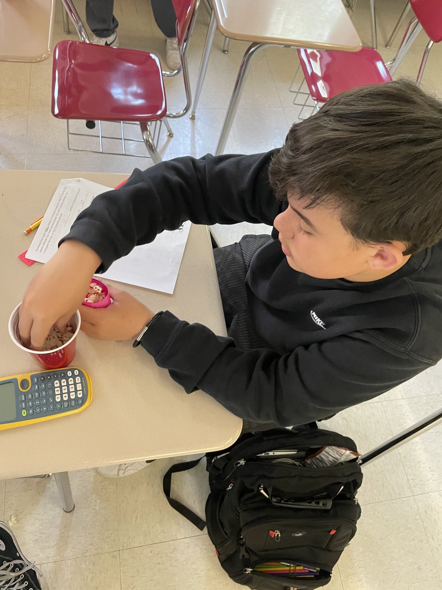 HGmrslong's tweet photo. Math 8 students @HockerGroveMS built 3-D shapes and used popcorn to discover the relationship between volume of a cylinder and volume of a cone.  @theSMSD #OneShawneeMission #OneHG https://t.co/DVAu6okPdN