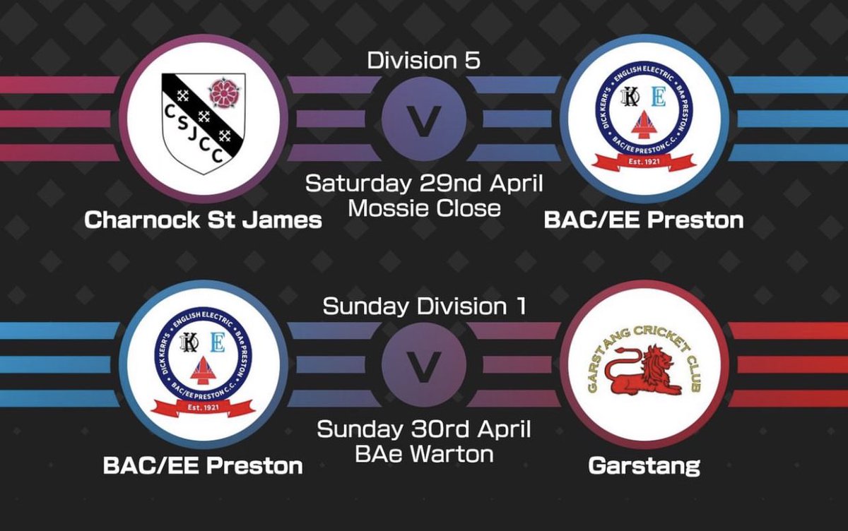 The weekend is here again! 🏏 

No fixture for the 1st XI tomorrow but still an action packed weekend as our 2nd XI are in action looking to pick up their first win of the season at Charnock Richard. On Sunday, the Sunday XI is in action against Garstang at Warton

#upthemaroons