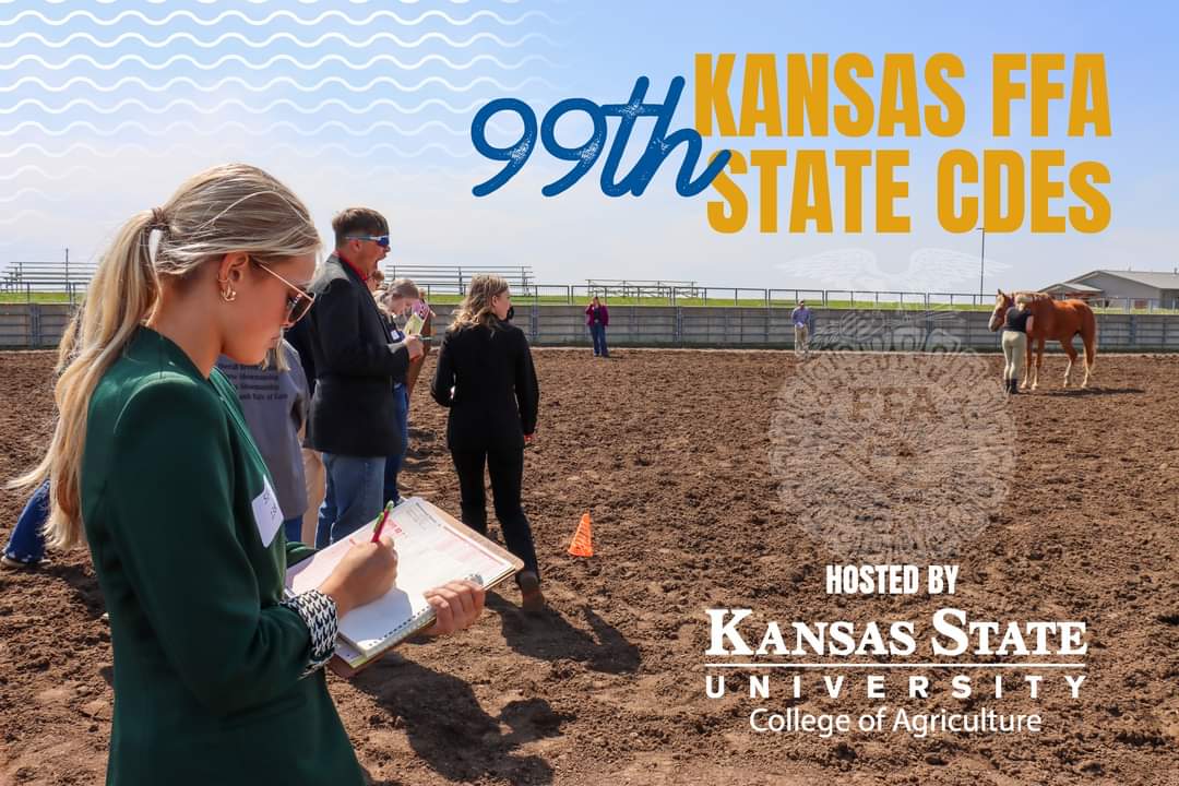 We're excited to welcome over 2,000 students to Manhattan this Sunday through Tuesday for the 99th Kansas FFA State CDEs hoted by K-State Ag! ag.k-state.edu/outreach/ffa/g… #ksffa #statecdes