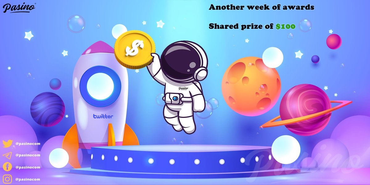 Be one of the lucky winners of a shared $100 #Crypto prize from Pasino.com 🎉🥳

To Participate👇
💠Follow <a href="/PasinoCom/">Pasino.com</a>
💠RT + 💙
💠Tag 5 friends and use the hashtag of your fav coin

🏆5 Winners (20$ each)
⌛️Apr 30th @ 9PM EST
#Bitcoin #Binance #ETH #cryptocurrencies
