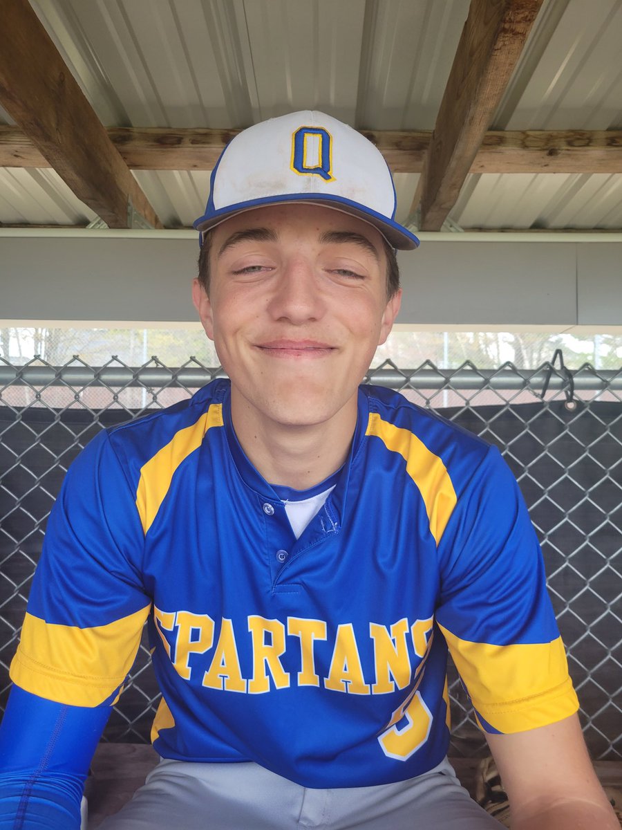 QbyAthletics's tweet photo. This guy couldn't hold back his smile after hitting the first "over the fence" Home Run at Queensbury's home field. We believe it is the first ever at Queensbury since putting up the fence a few years ago. https://t.co/BtkoV8rgK1