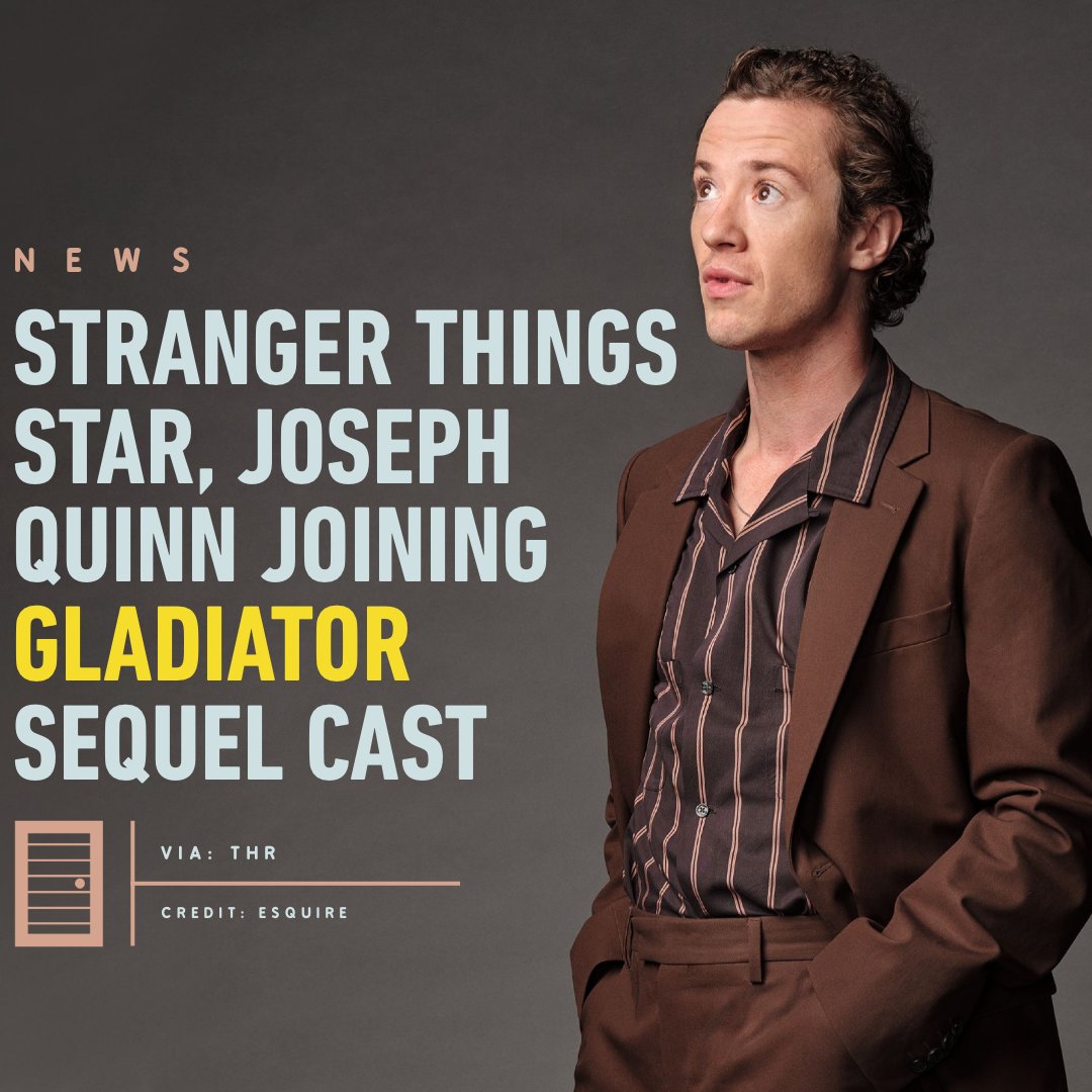 CoastalHMedia's tweet photo. Joseph Quinn is set to join a star studded cast for the sequel to 2001's best picture winner, Gladiator. Quinn will join Paul Mescal, Connie Nielsen, Denzel Washington and Barry Keoghan. #JosephQuinn #Gladiator https://t.co/50gfkSinOq