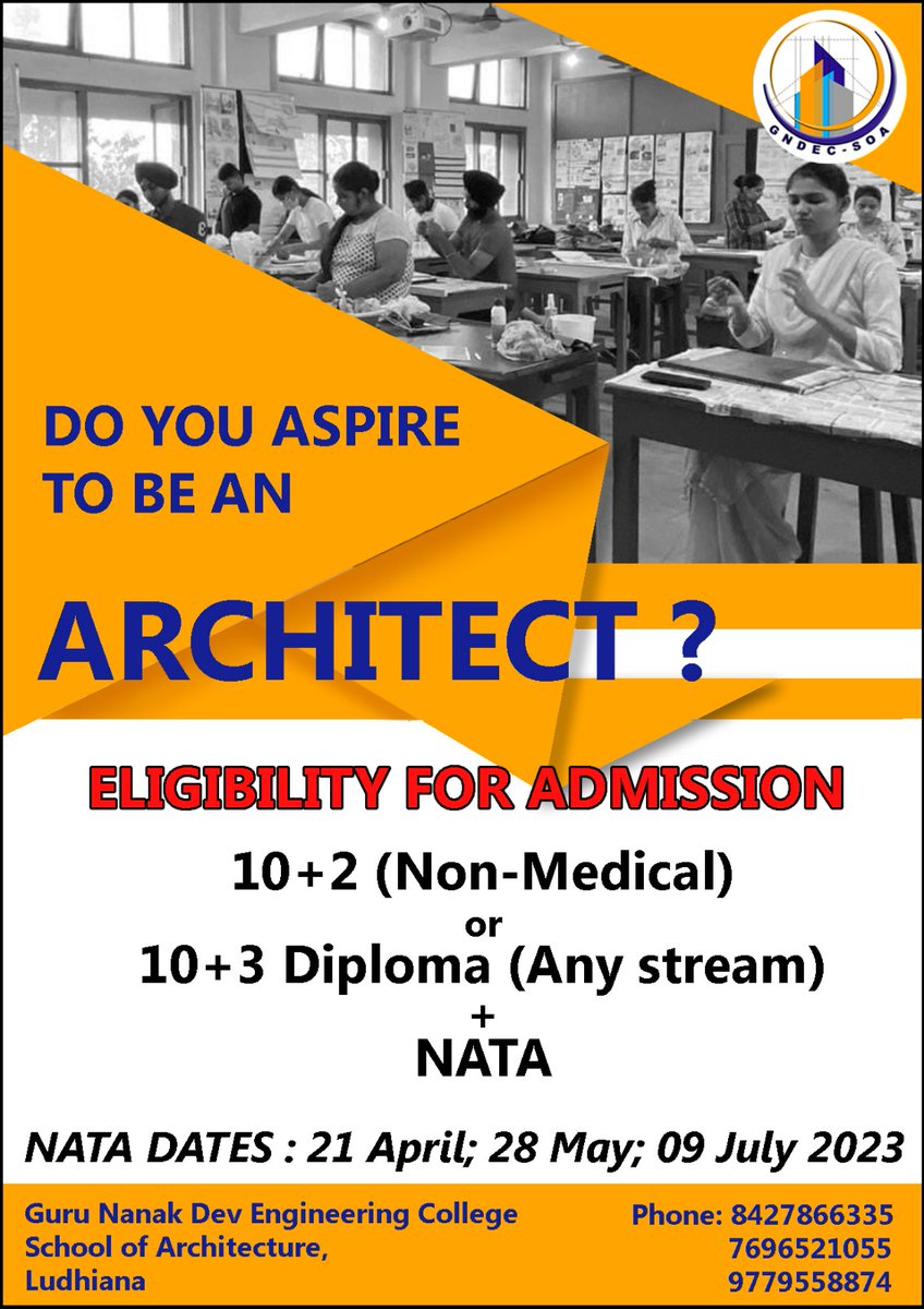 OfficialGNDEC's tweet photo. architecture #GNDEC #school #bachelorsdegree #NATA https://t.co/idNHGBPu7i