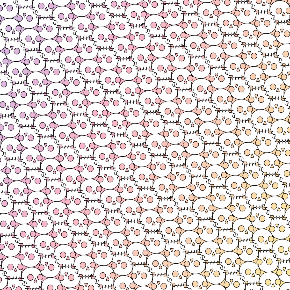 SullySchwartz's tweet photo. a daily tweet about tessellation inspired patterns that I put together by tiling doodles #NFT wearables.  

Never fade the rainbow. 

GM @doodles
skully mask b&amp;w
skully mask color https://t.co/RBqv51RG3W