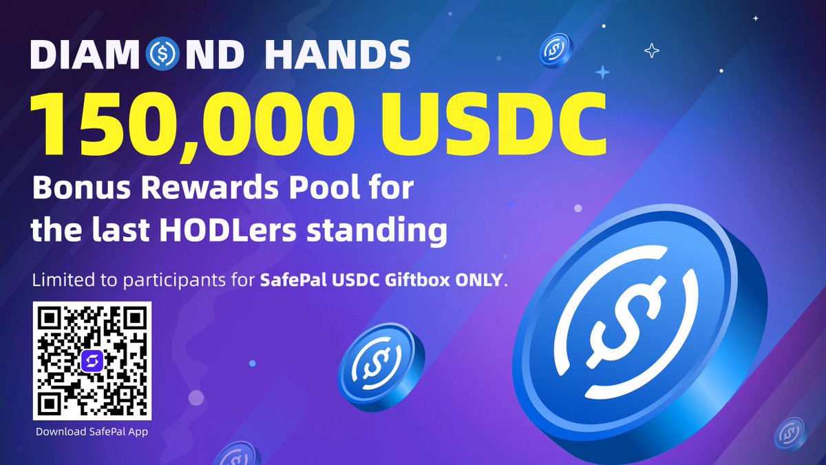 SafePal's tweet photo. 📢@safepal GiftBox Bonus!

Additional 150,000 $USDC rewards pool for the last HODLers standing 💎🙌
Paper hands beware, don’t fade the Alpha!

🚨Limited to participants for the Swap and HODL Event: https://t.co/9kZtnQ0QE6

✨Full Details to be revealed soon 👀 Stay tuned https://t.co/fYBAClJ21F