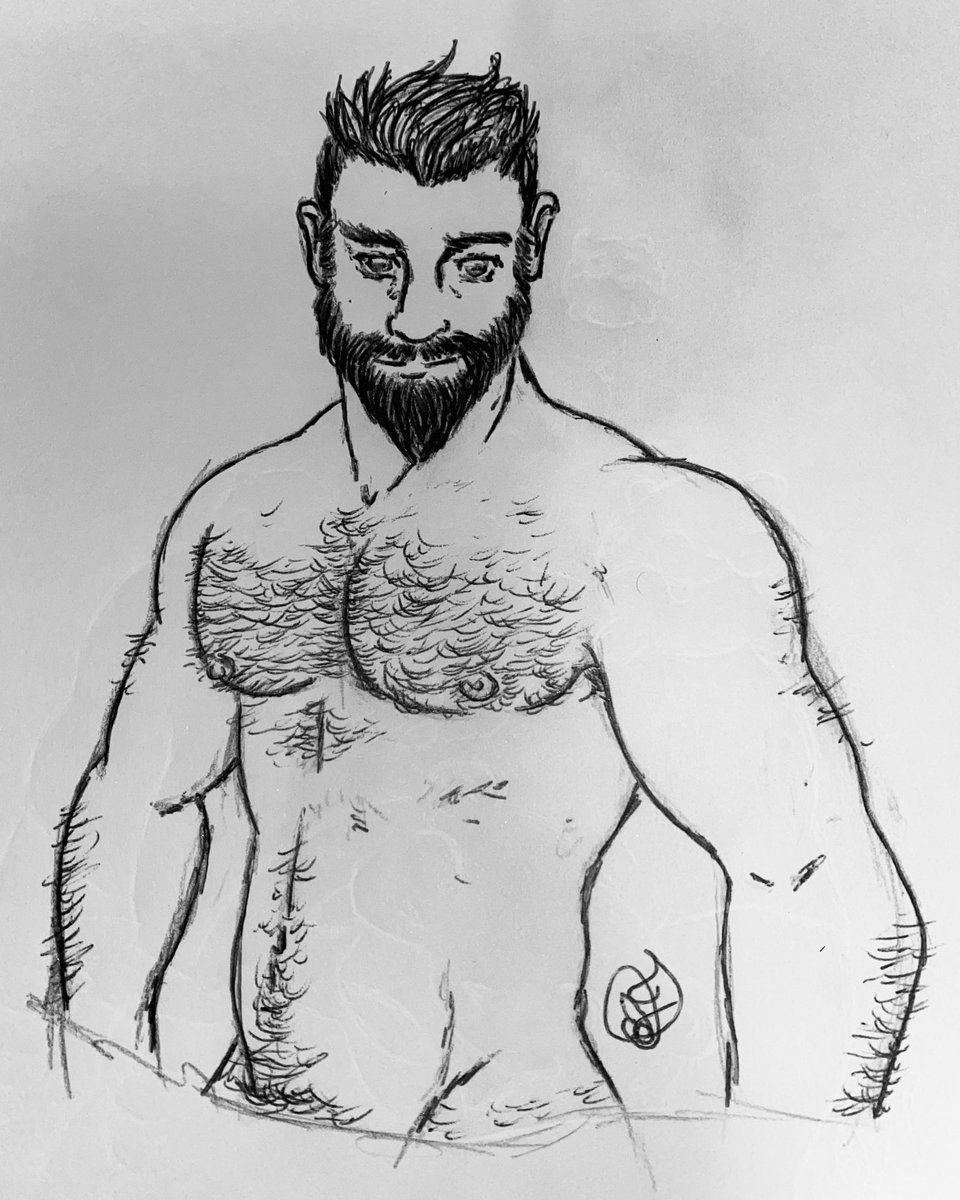 xDanatomic's tweet photo. Past little doodle! Notice the little Spheal imprint… I may push a little too hard on that paper 😝 

#doodleart #inkdrawing #muscles #hairy #HairyChested #gay https://t.co/B9zFGmogg3
