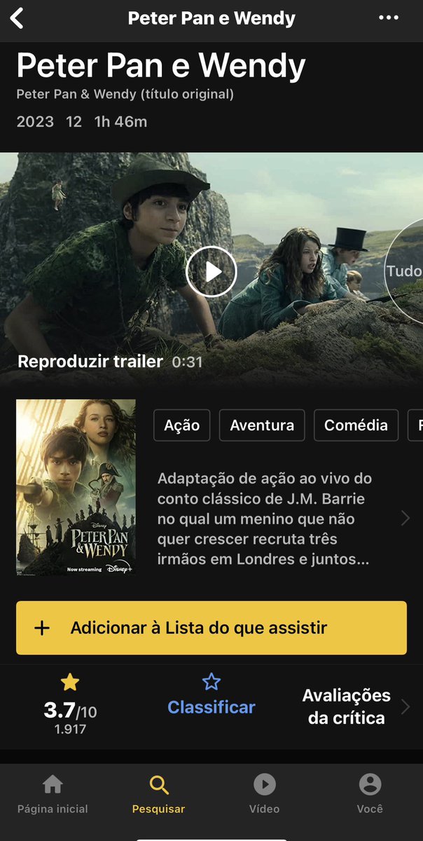 O que aconteceu com essa nota #PeterPanEWendy