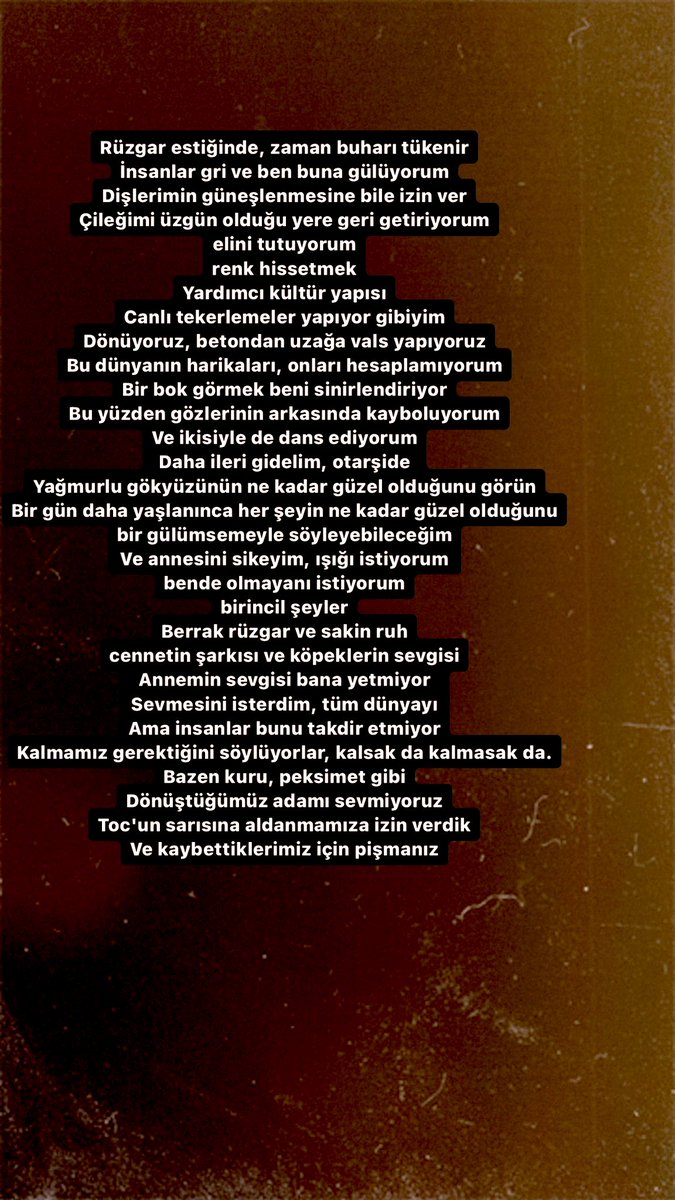 turkish lyrics

Rüzgar estiğinde
Berrak rüzgar ve sakin ruh 
cennetin şarkısı ve köpeklerin sevgisi