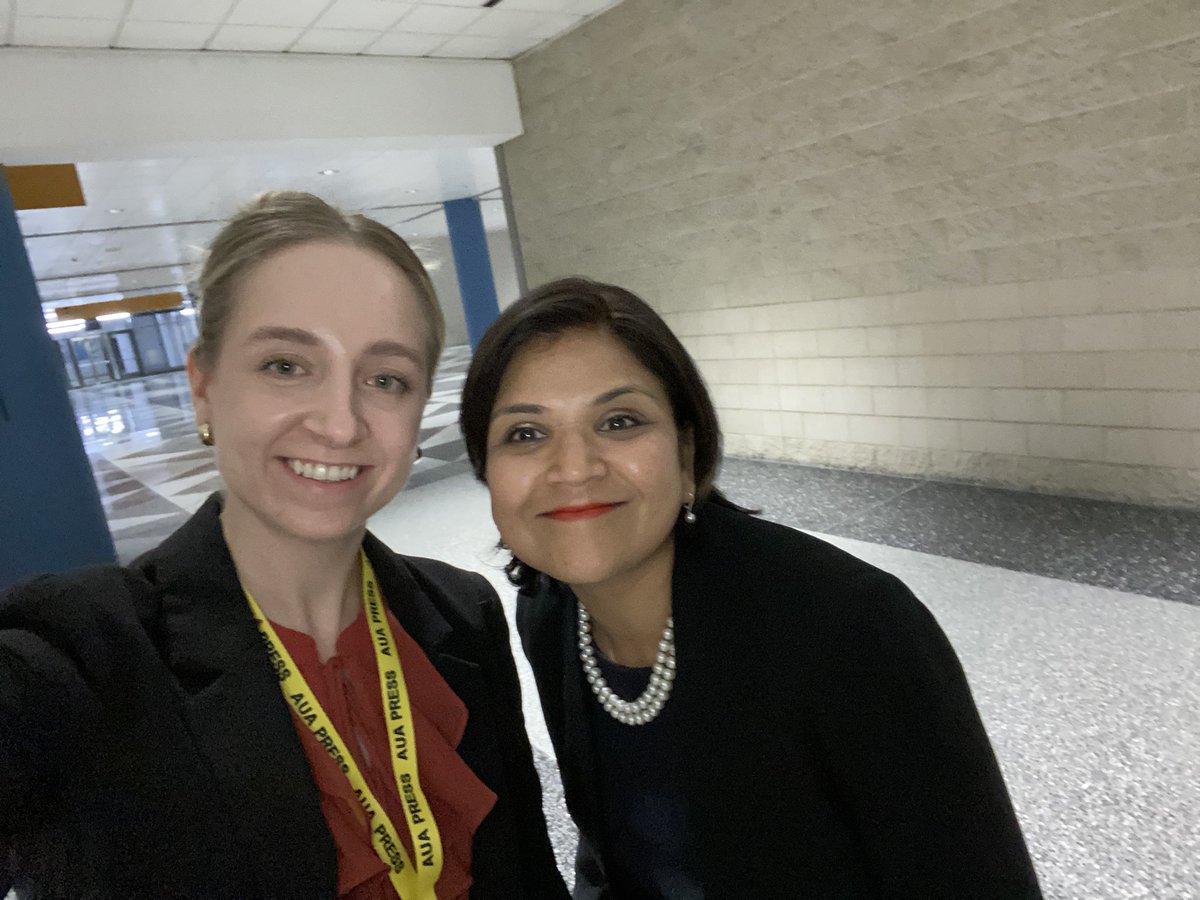 CarolineM_Sey's tweet photo. Always a pleasure catching up with @shilpaonc and hearing about the successes of immunotherapy in urothelial cancer. Until ASCO! #blcsm #AUA23 https://t.co/M3ZmiT9frf