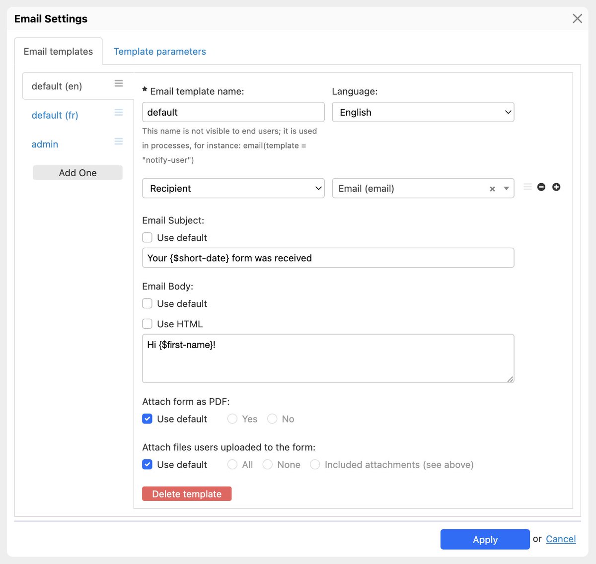 Starting with 2022.1, you can have multiple email templates per form, which opens up numerous possibilities for implementing workflows with Orbeon Forms. blog.orbeon.com/2023/04/suppor…