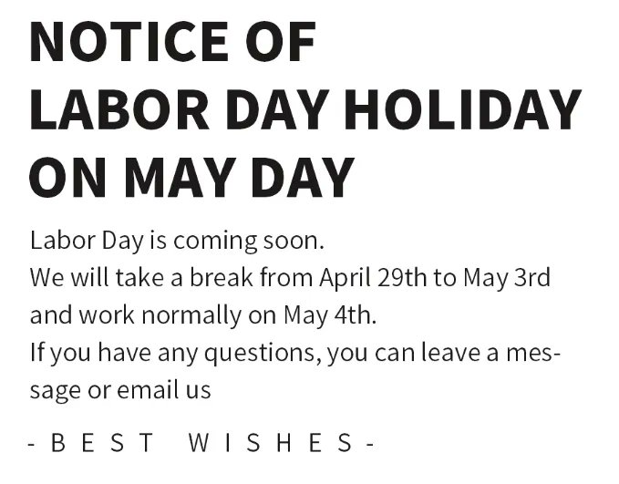 gardepot's tweet photo. Hello,firends 
In order to welcome May Day, we will take a break from 4.29 to 5.3.
https://t.co/VmKB0pTAlA
 #laborday #labor #labordayweekend #laboratoriodental #gardening #garden #cuttingtools #pruningshears #scissors #gardentools #outdoors #toolswholesale #natural #gardentool https://t.co/t7gfnGJoRx