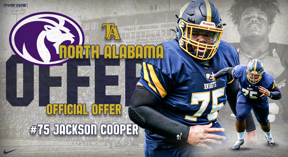 𝘼𝙉𝙊𝙏𝙃𝙀𝙍 𝙊𝙁𝙁𝙀𝙍!
Congratulations to Jackson Cooper (TA'25) on today's offer from <a href="/UNAFootball/">North Alabama Football</a> 
#WeAreTA #TuscaloosaAcademy
<a href="/JacksonCooper75/">Jackson Cooper</a> <a href="/PureGameSports/">PURE GAME SPORTS NETWORK</a> <a href="/CoachJosh_W/">Josh Wright</a> <a href="/Coach_Hutch68/">Richard Hutchings</a> <a href="/taknightsfan/">Tuscaloosa Academy</a>