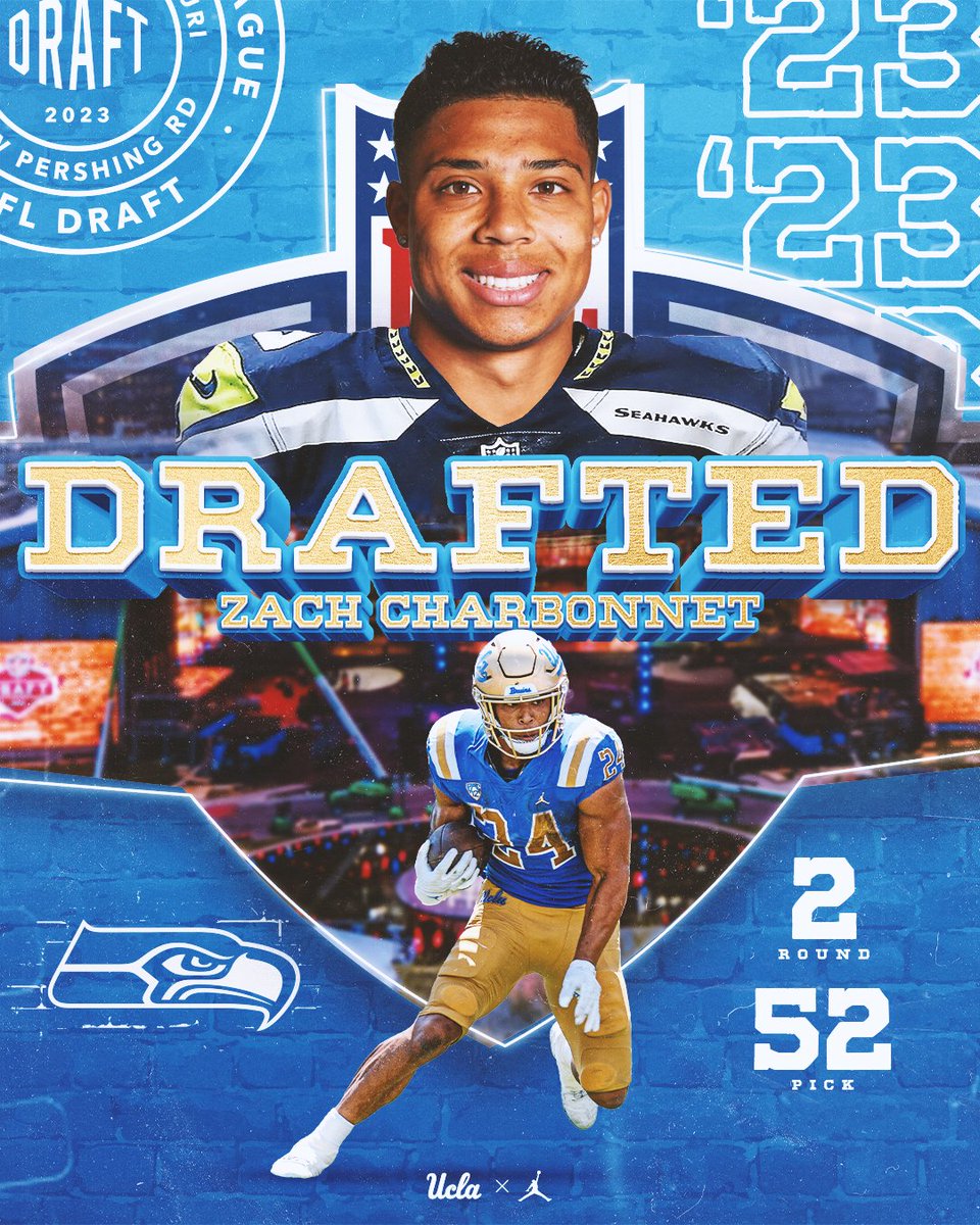 With the 52nd pick in the <a href="/NFLDraft/">NFL Draft</a> the <a href="/Seahawks/">Seattle Seahawks</a>
select <a href="/zachcharbon/">Zach Charbonnet</a>!

#4sUp | #GoBruins