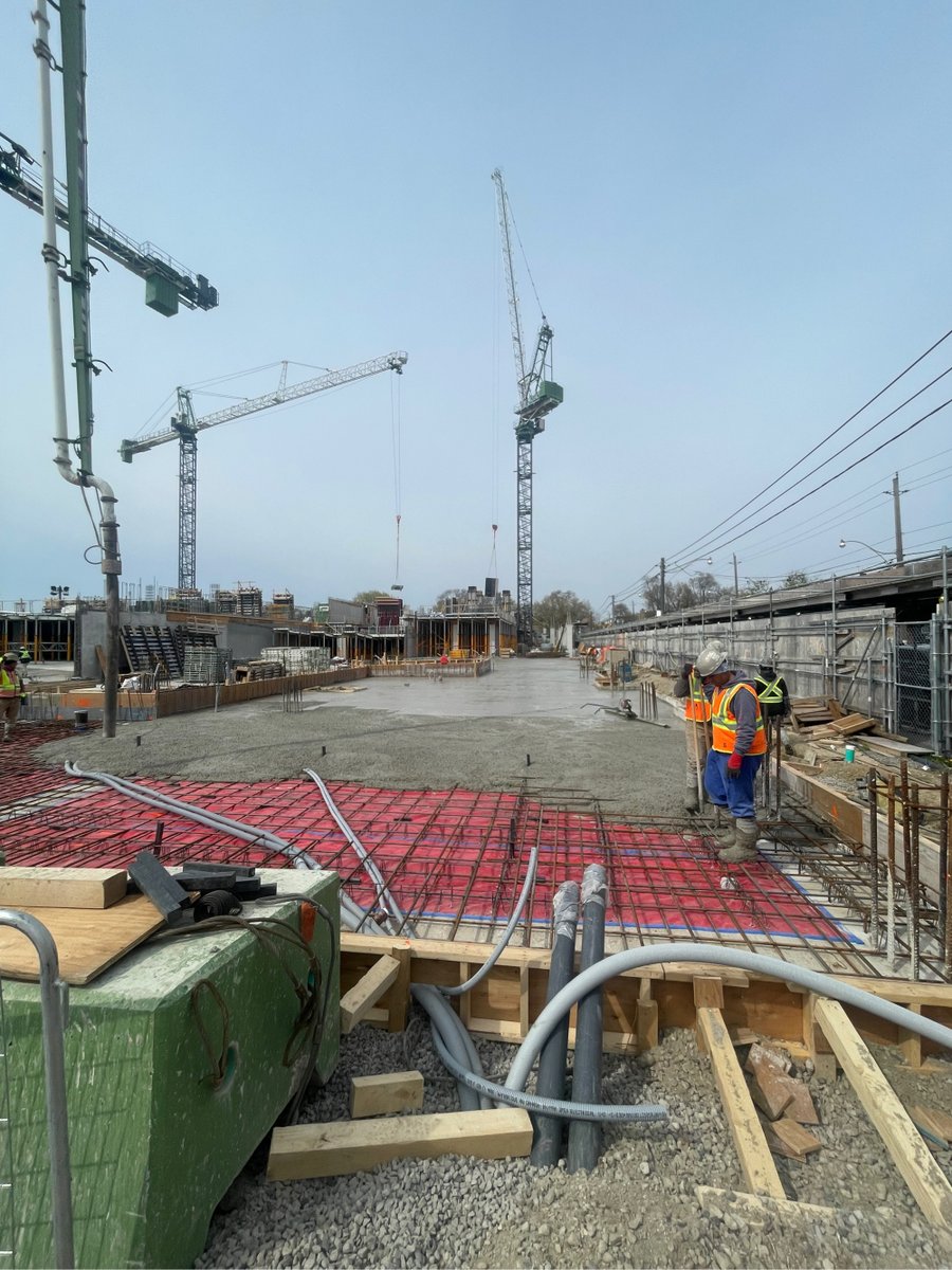 Celebrating the completion of the massive ground floor structure at Queen and Ashbridge