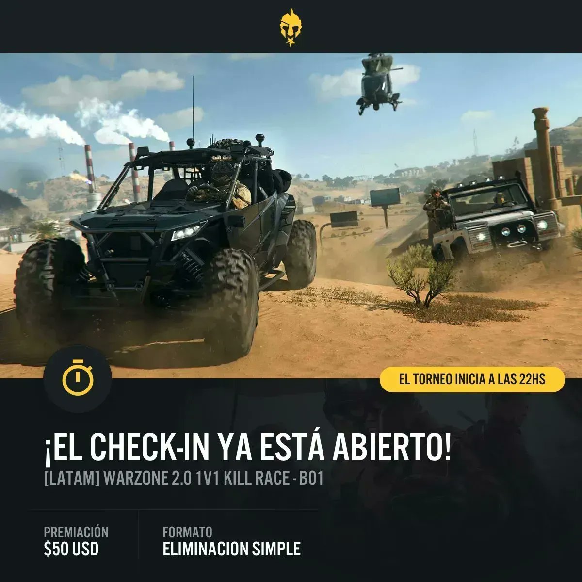 ¡Players! Atentos que el check-in ya empezó 
  
🔗egl.tv/tournament/7794
