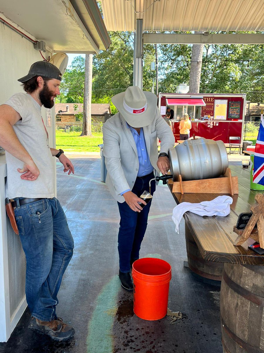 richardhyde99's tweet image. Fun knows no bounds in my job.  I just “tapped” the first keg of a specially brewed British bitter for our coronation celebration next week. It was a perfect pout! Thanks to our friends @BackPewBrew. We still need a name, send me suggestions.