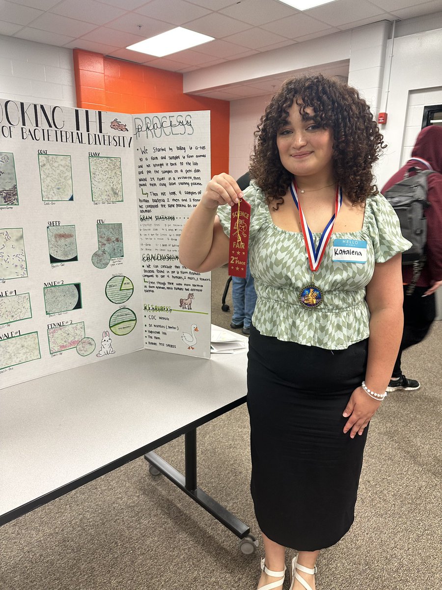 skserm01's tweet photo. Kat and Kayden 2nd place!  Very cool Project looking at different species of bacteria across different animals. Congrats girls well done! @FernCreekHigh https://t.co/0rgeMzmpIo