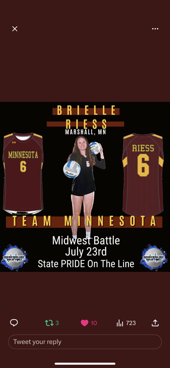 Honored to have been invited &amp; excited to play volleyball with this stacked group of players #TeamMinnesota #MidwestBattle #AdrenalineVolleyball