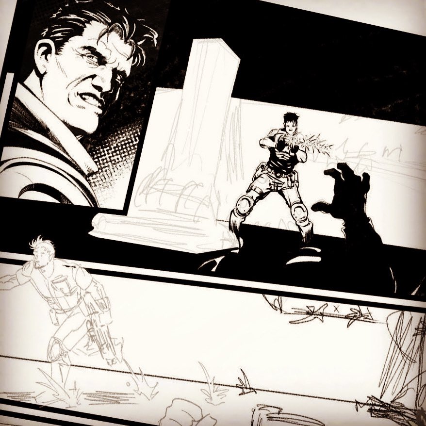 KenPerryArt's tweet photo. Run &amp; gun! 
Having sci-fi fun with the Bruins game on in the studio https://t.co/uwrwO6nKqM