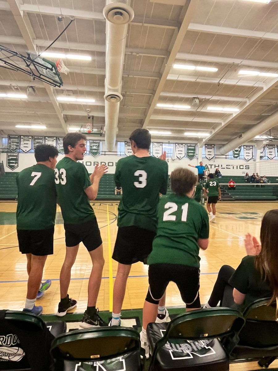 SenoritaWalton's tweet photo. I’m officially a fan of men’s volleyball!! And our @NordoniaBoysVB killed it in 3️⃣ tonight‼️ I have a feeling this student section is going to be full soon!! Thanks to all the knights that made an appearance tonight 💚 Goooo knights! https://t.co/cEWzRD9hyX