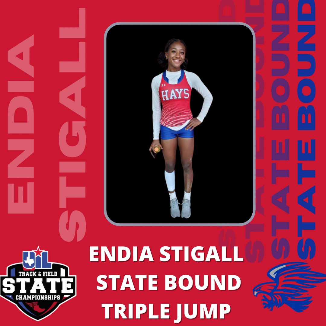 Jack C Hays High School Athletics (@gohayshawks) on Twitter photo Congratulations to Freshman- Endia Stigall- State qualifier in Triple Jump! Great job! <a href="/xchays/">Hays XC & Track/Field</a> <a href="/Hays_Hawks/">Hays High School</a> <a href="/HaysCISD/">Hays CISD</a> Congratulations to Freshman- Endia Stigall- State qualifier in Triple Jump! Great job! <a href="/xchays/">Hays XC & Track/Field</a> <a href="/Hays_Hawks/">Hays High School</a> <a href="/HaysCISD/">Hays CISD</a>