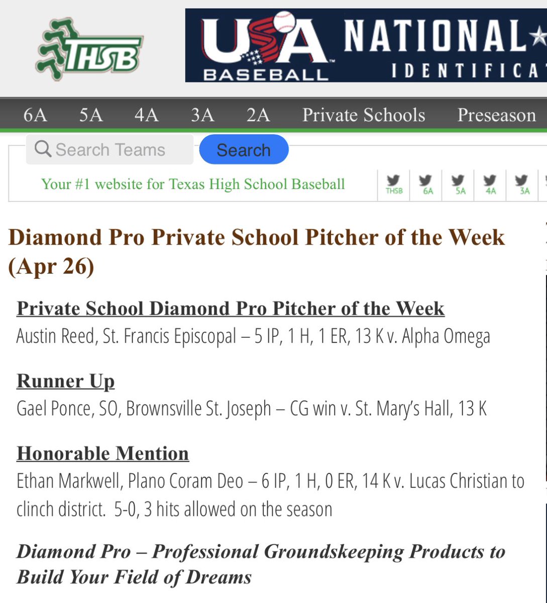 Anson Markwell (@ansonmarkwell) on Twitter photo Couldn’t be prouder of <a href="/ethanmarkwell/">Ethan Markwell</a> today! He was recognized by <a href="/PSTxHSBaseball/">PrivateTxHSBaseball ⚾️🎙</a> for LAST WEEK’s performance w/ Hon. Mention: Tx Private School Pitcher of the Week. He followed up w/ 7.0 IP CG, 2H, 7K shutout in a 1-0 Area playoff win. <a href="/DulinsDodgers/">Dulins Dodgers</a> <a href="/DulinsTX/">Dulins Dodgers (TX)</a> <a href="/CDAAthleticsCC/">CDA Collin County Athletics</a> Couldn’t be prouder of <a href="/ethanmarkwell/">Ethan Markwell</a> today! He was recognized by <a href="/PSTxHSBaseball/">PrivateTxHSBaseball ⚾️🎙</a> for LAST WEEK’s performance w/ Hon. Mention: Tx Private School Pitcher of the Week. He followed up w/ 7.0 IP CG, 2H, 7K shutout in a 1-0 Area playoff win. <a href="/DulinsDodgers/">Dulins Dodgers</a> <a href="/DulinsTX/">Dulins Dodgers (TX)</a> <a href="/CDAAthleticsCC/">CDA Collin County Athletics</a>