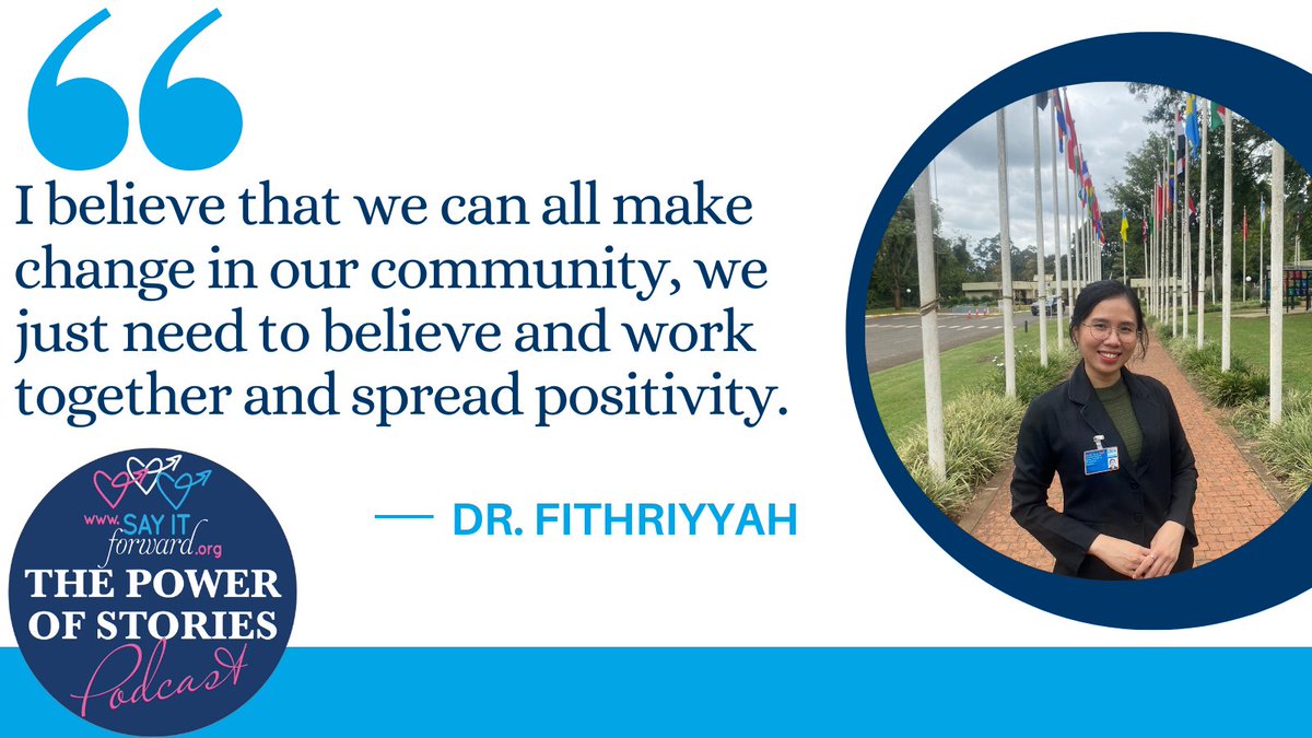 SayItForwardNow's tweet image. We are so grateful to Dr. Fithriyyah for her inspiring episode of #ThePowerOfStoriesPodcast! Fithriyyah is a medical doctor and #YouthActivist focused on Planetary Health &amp;amp; Environmental Rights.

Listen to @fiftyfitri’s stories…
buzzsprout.com/1422796/126798… #Indonesia #positivity