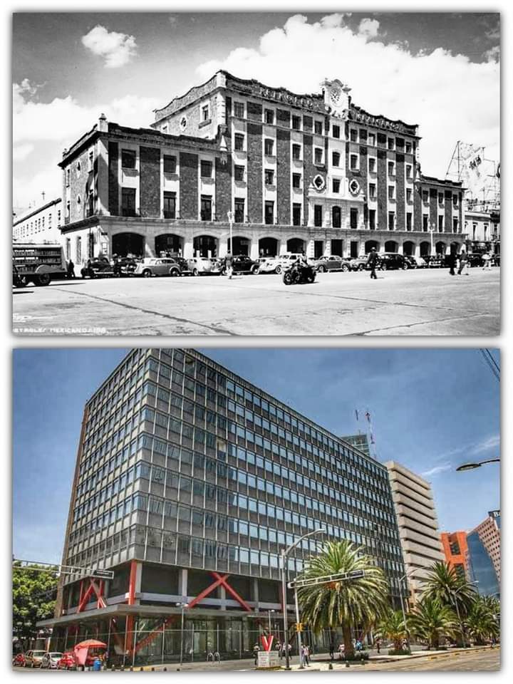 Antiguo edificio de Petróleos Mexicanos,1949, ubicado en Av. Juárez,demolido en los 60s para construir un nuevo edificio para Pemex, posteriormente ocupado por la Conasupo,sufrió daños durante el terremoto del 85 y permaneció abandonado. Foto: E. Sandoval. <a href="/FLopezr68/">Fᴇʀɴᴀɴᴅᴏ Lᴏ́ᴘᴇᴢ</a> <a href="/pepenaime/">José Naime</a>