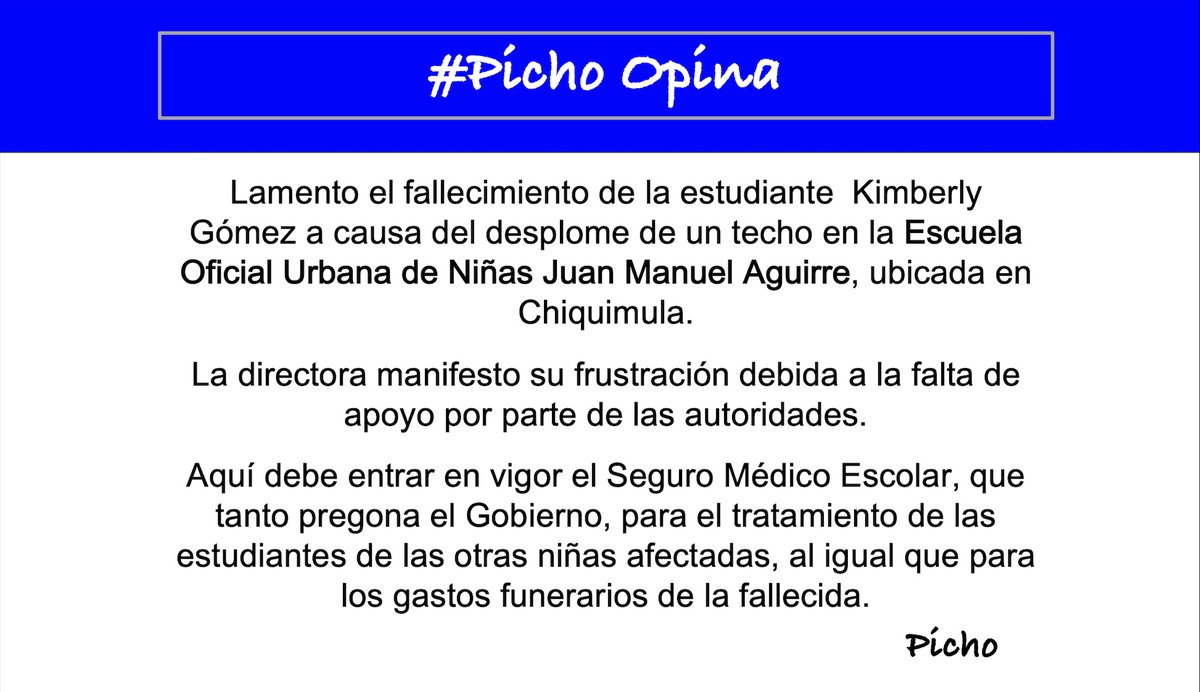 ZachrissonPicho's tweet photo. #PichoOpina @CongresoGuate @CongresoT
@el_Periodico @lahoragt @Lared1061 @concriteriogt
@soy_502 @PlazaPublicaGT @RadioPuntoGT
@Factor4_GT @QuorumGT @MynorLorenzo_GT
 @VicenteCarrera_ @_NuevoGucumatz @MineducGT https://t.co/2o3LSZKspo