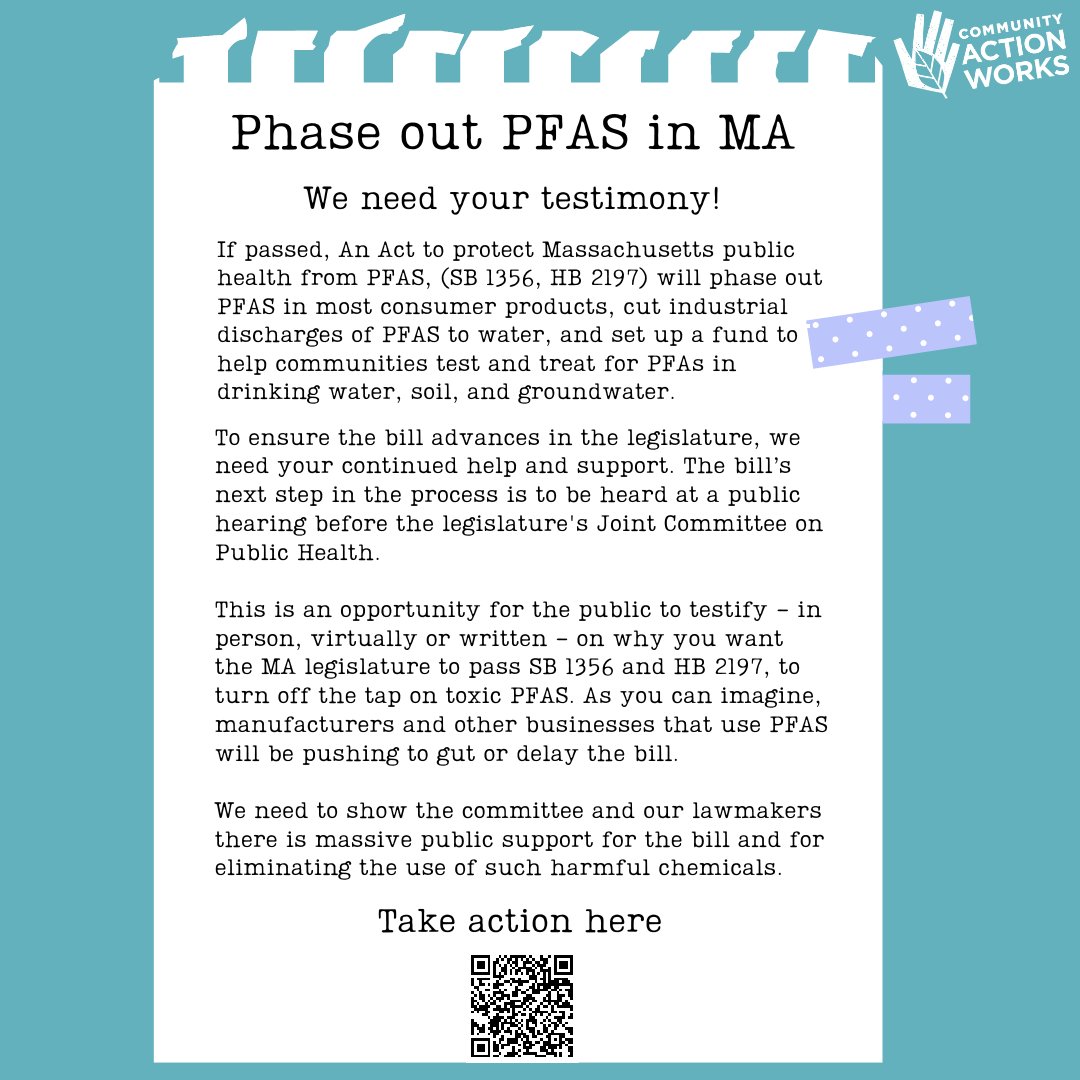 ComActionWorks's tweet image. Take action to phase out PFAS in MA here: forms.gle/GLKBNEGQswaB5j…
