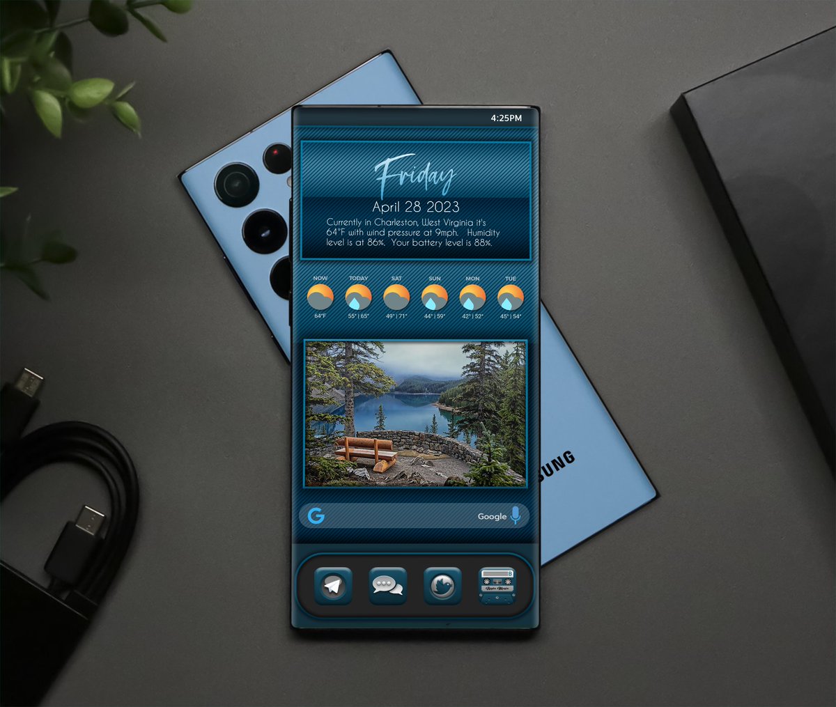 Dazednconfuzed4's tweet photo. Today's setup......
#KLWP #Samsung
Overlay by @kristatos_
#COD3BLU3 icons by @SteveMeyer420
Search bar and forecast Komp by @ModArt_Kim
Template by @andro_idfans
@sel6012000 @SolShulz30 @rudytown010 @eddyramos71 ✌🏻🍻 https://t.co/NJAsy5Uqlq