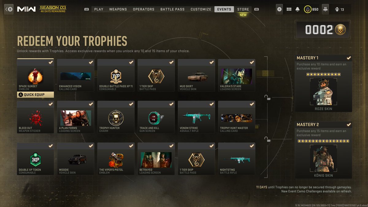 Nischky's tweet photo. #TrophyChallenge complete 🏆 #ModernWarfareII #CallofDuty https://t.co/KfWjIfMjRh