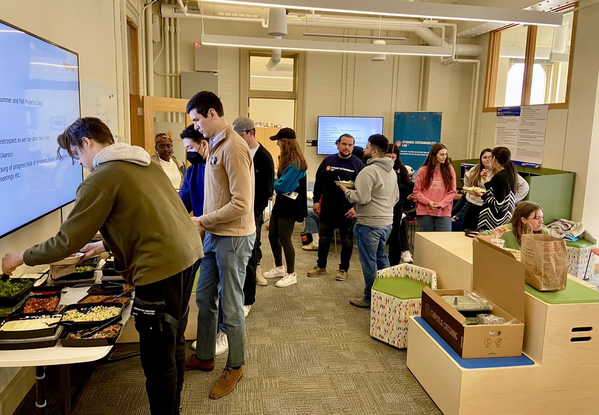 A celebratory lunch for our graduating seniors and graduate students of the @dynamicslabsu at our end of the semester lab meeting!  It has been a great academic year and loved the 50+ researchers in the lab and our great staff. <a href="/MaxwellSU/">Maxwell School</a>