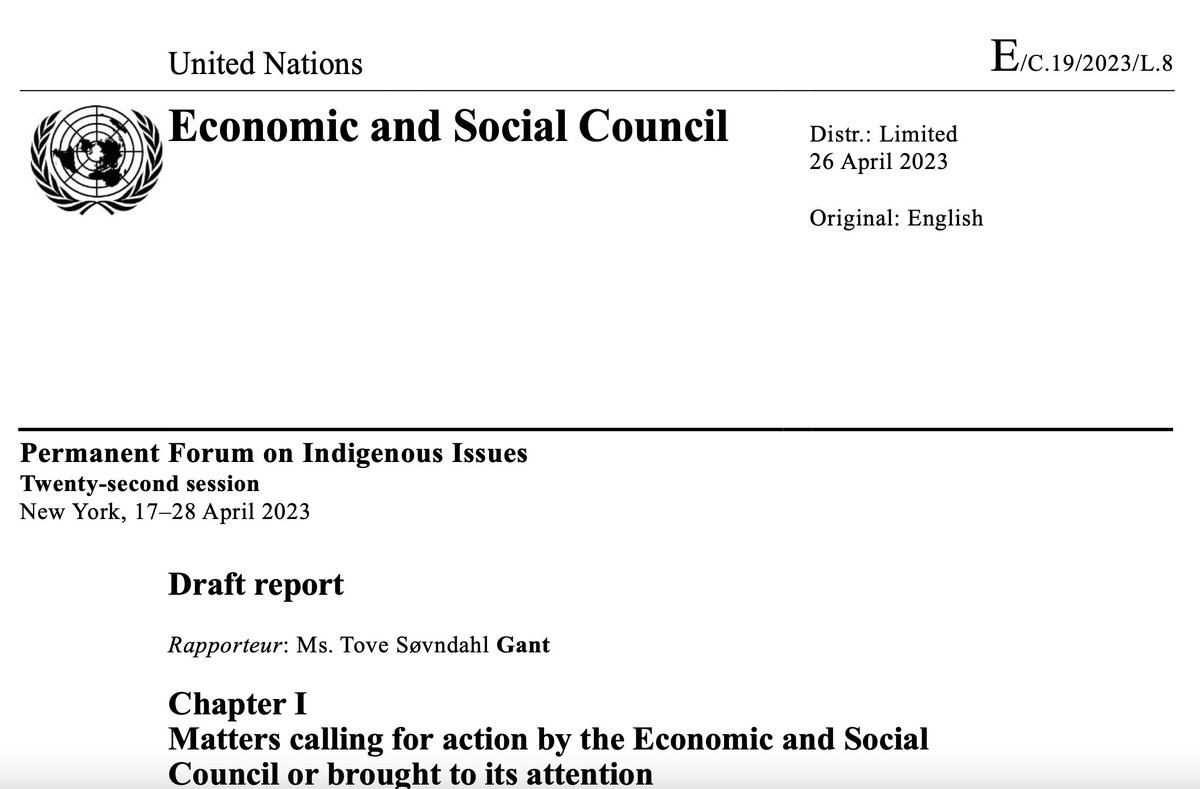 🚨Breaking🚨UN main body on Indigenous Peoples 🇺🇳 #UNPFII adopted a recommendation for ECOSOC on importance of participation of #IndigenousPeoples at the #plasticstreaty negotiations #INC3 & welcomes the joint statement made by🇵🇪+37 countries at #HRC52 
📄bit.ly/3LFFX8j